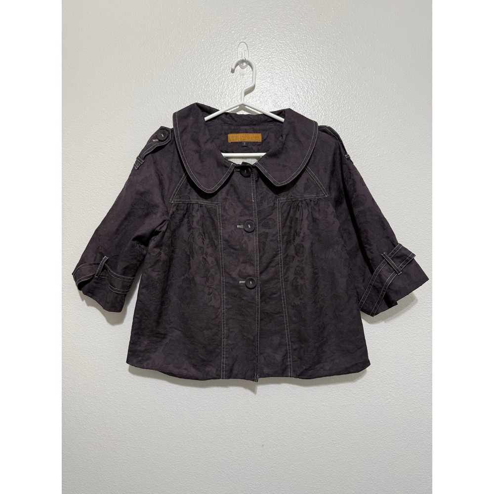 Cynthia Steffe Womens Cropped Jacket Size 8 Floral Jacquard Collar